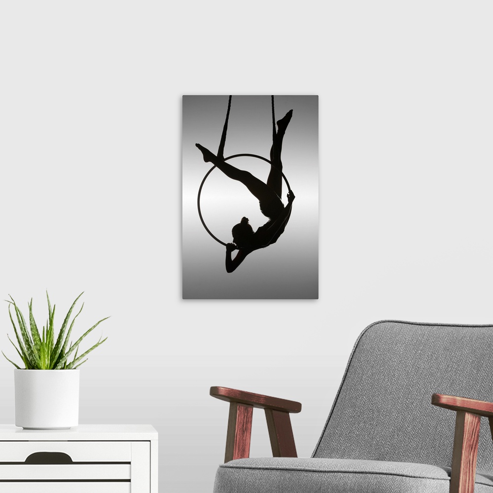 A modern room featuring The Aerialist