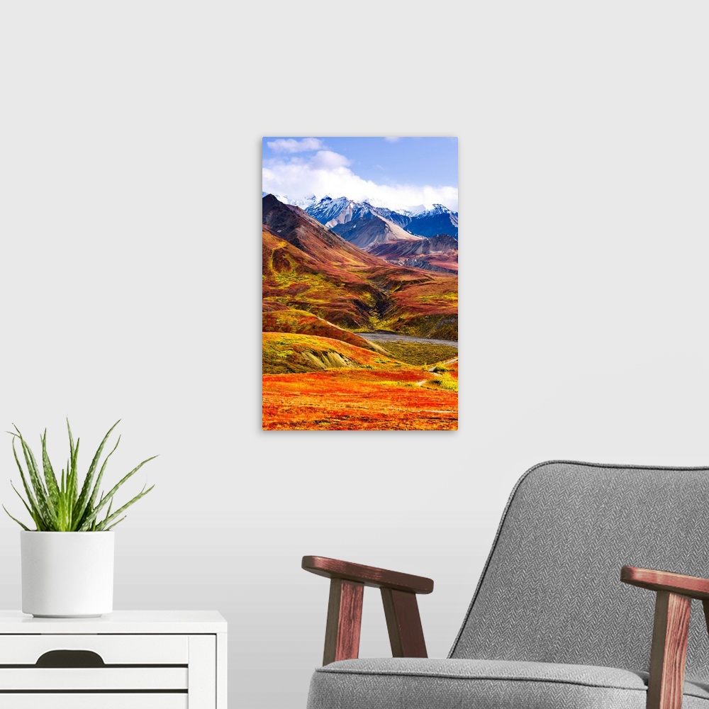 A modern room featuring Fall Colours And Alaska Range, Denali National Park, Alaska, USA