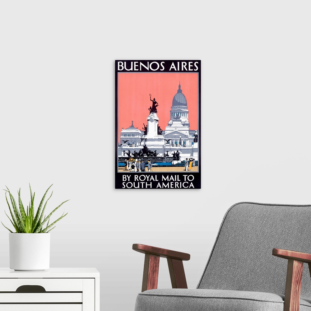 A modern room featuring Buenos Aires, Royal Mail Line, Vintage Poster