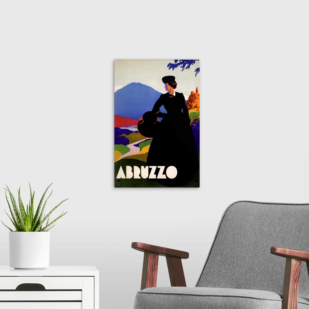 A modern room featuring Abruzzo - Vintage Travel Advertisement