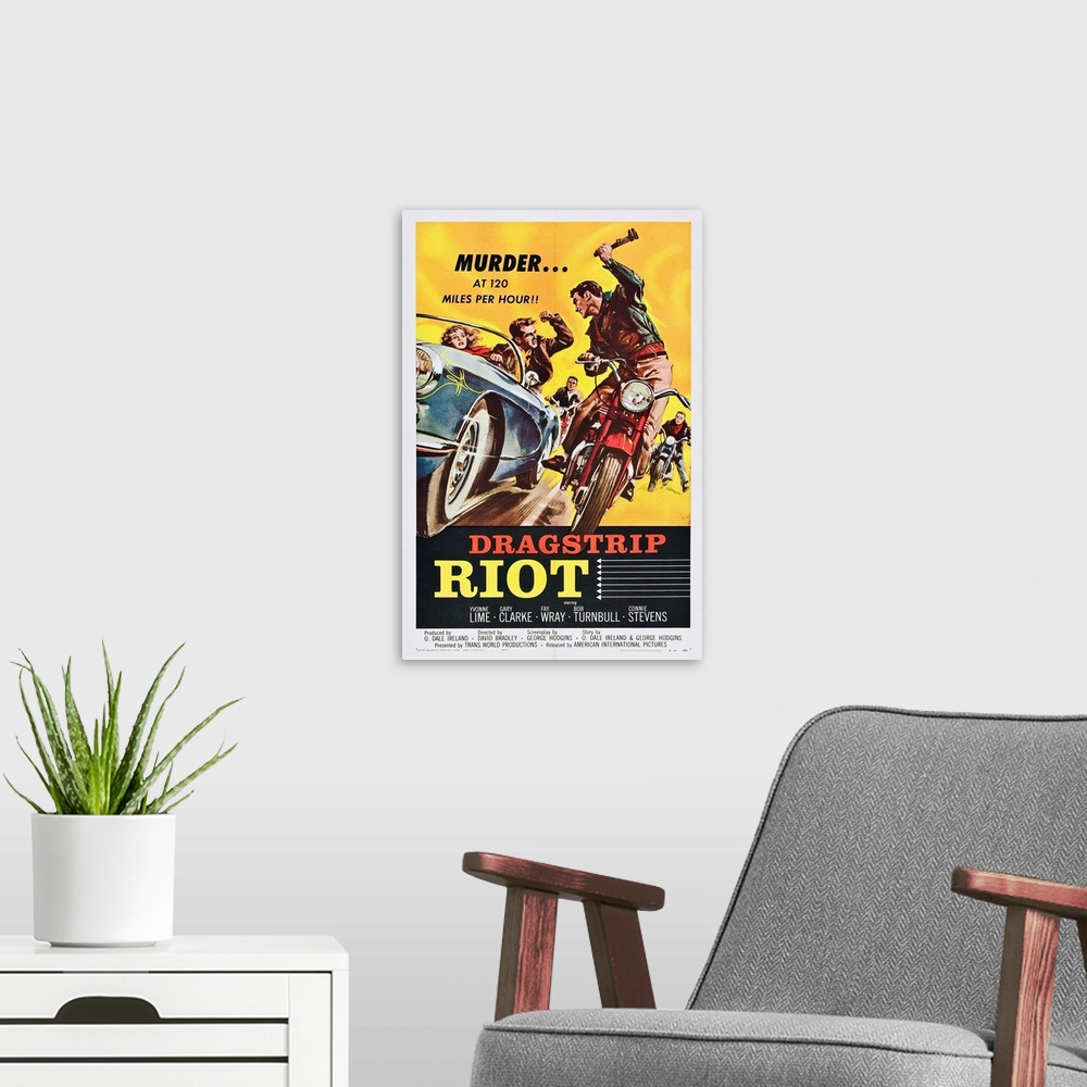 A modern room featuring Movie Poster: Dragstrip Riot