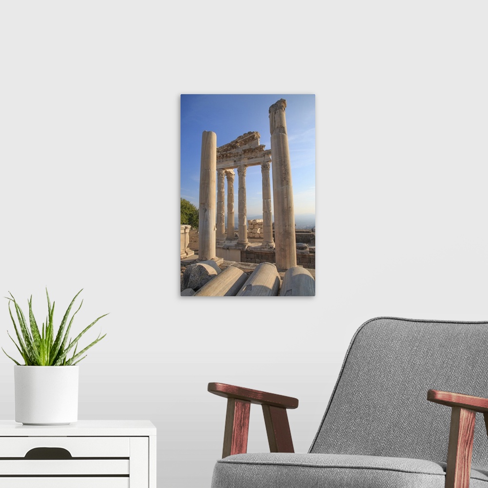 A modern room featuring Turkey, Izmir Province, Bergama, Pergamon. Ancient cultural center. Temple of Trajan on the acrop...