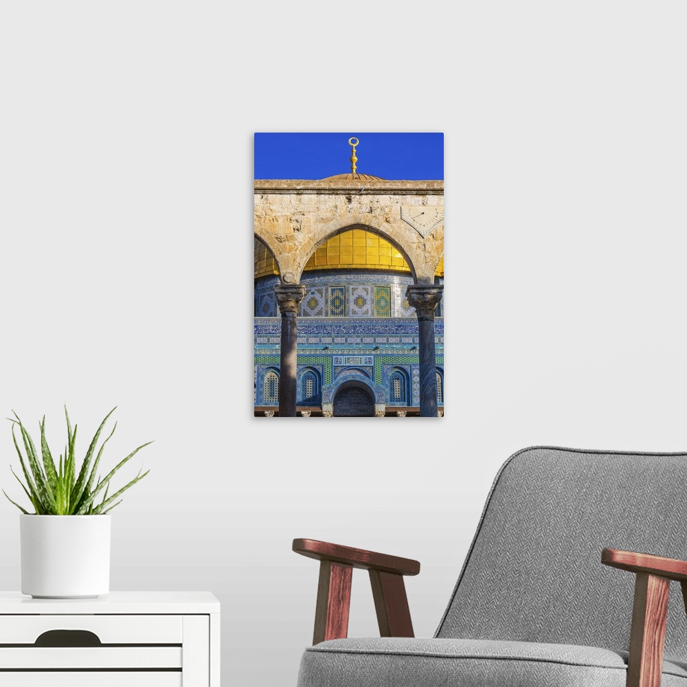 A modern room featuring Dome of the Rock Arch Islamic Mosque Temple Mount Jerusalem Israel. Built in 691 One of most sacr...
