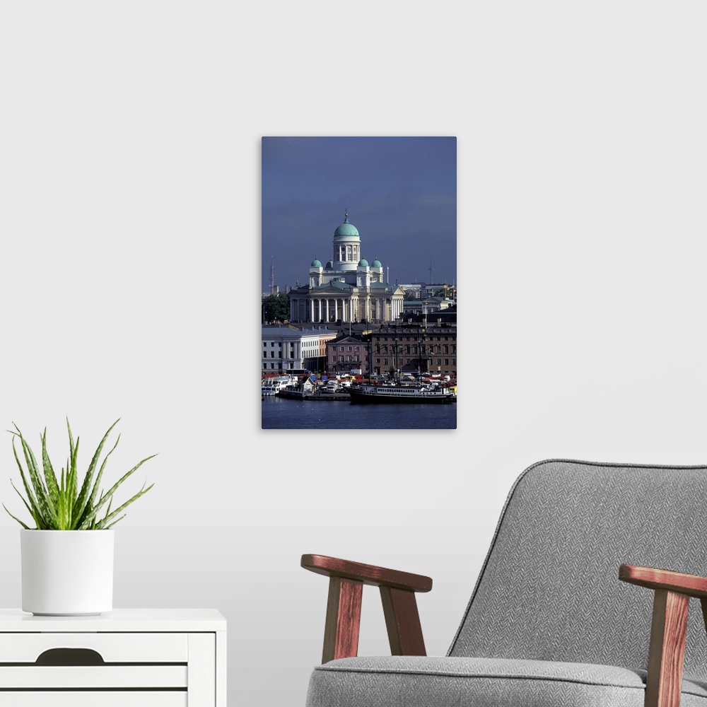A modern room featuring Finland, Helsinki.View of city and harbor