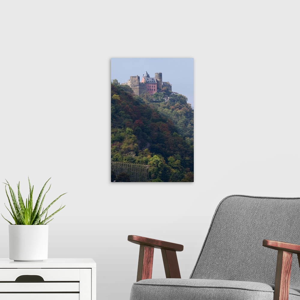 A modern room featuring Germany, Rhine River, View along the Rhine River, Schonburg Castle
