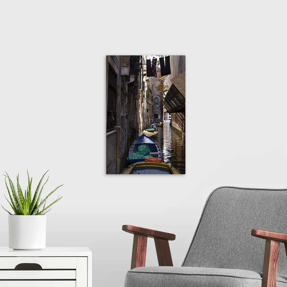 A modern room featuring Europe, Italy, Venice. Boats in canal.