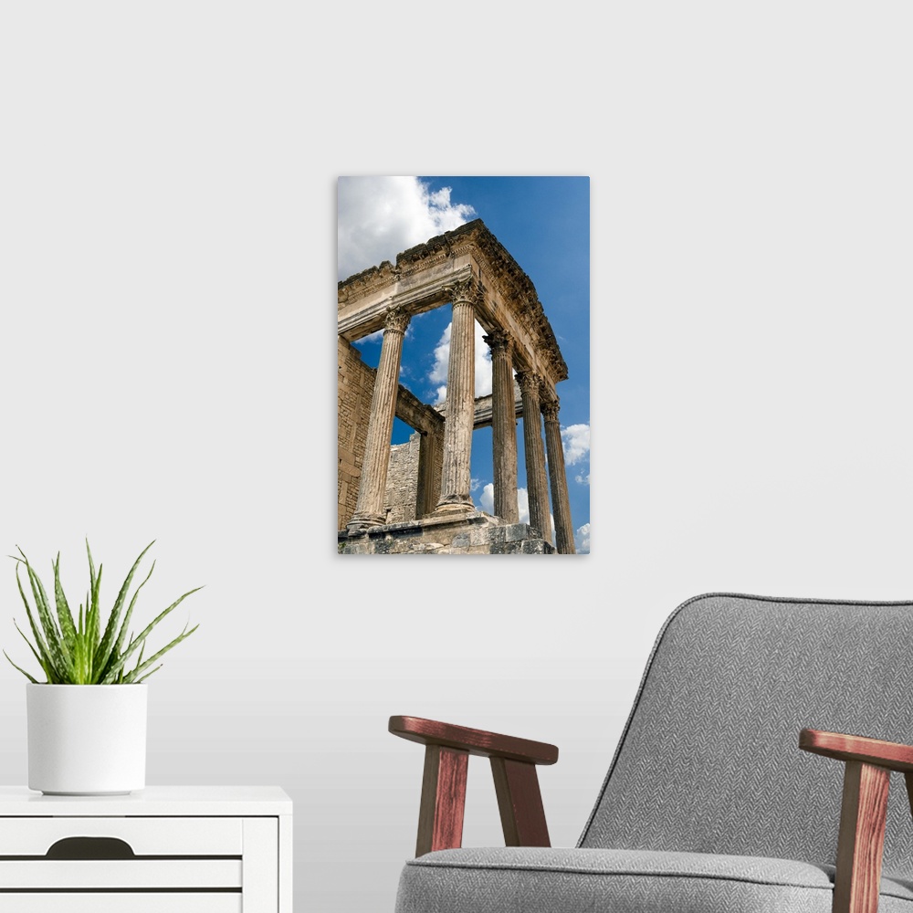 A modern room featuring The Capitol, Dougga Archaeological Site, UNESCO World Heritage Site, Tunisia, North Africa-