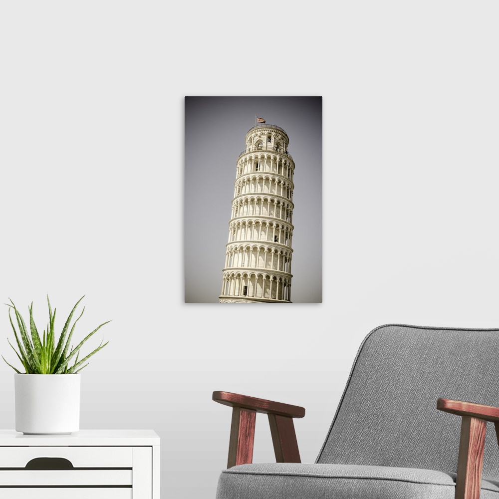 A modern room featuring The Leaning Tower of Pisa, Pisa, Tuscany, Italy.