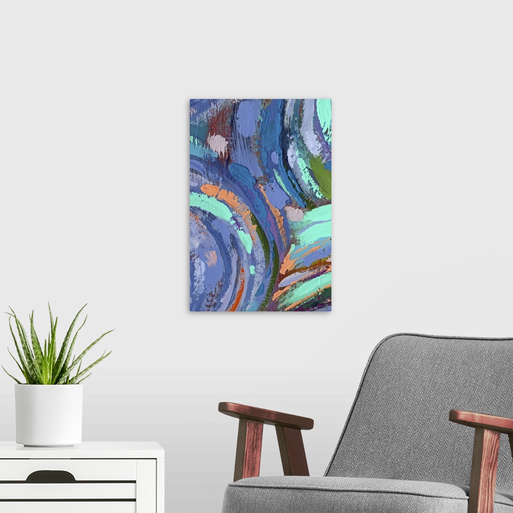 A modern room featuring Originally an acrylic painting of textured abstract background.