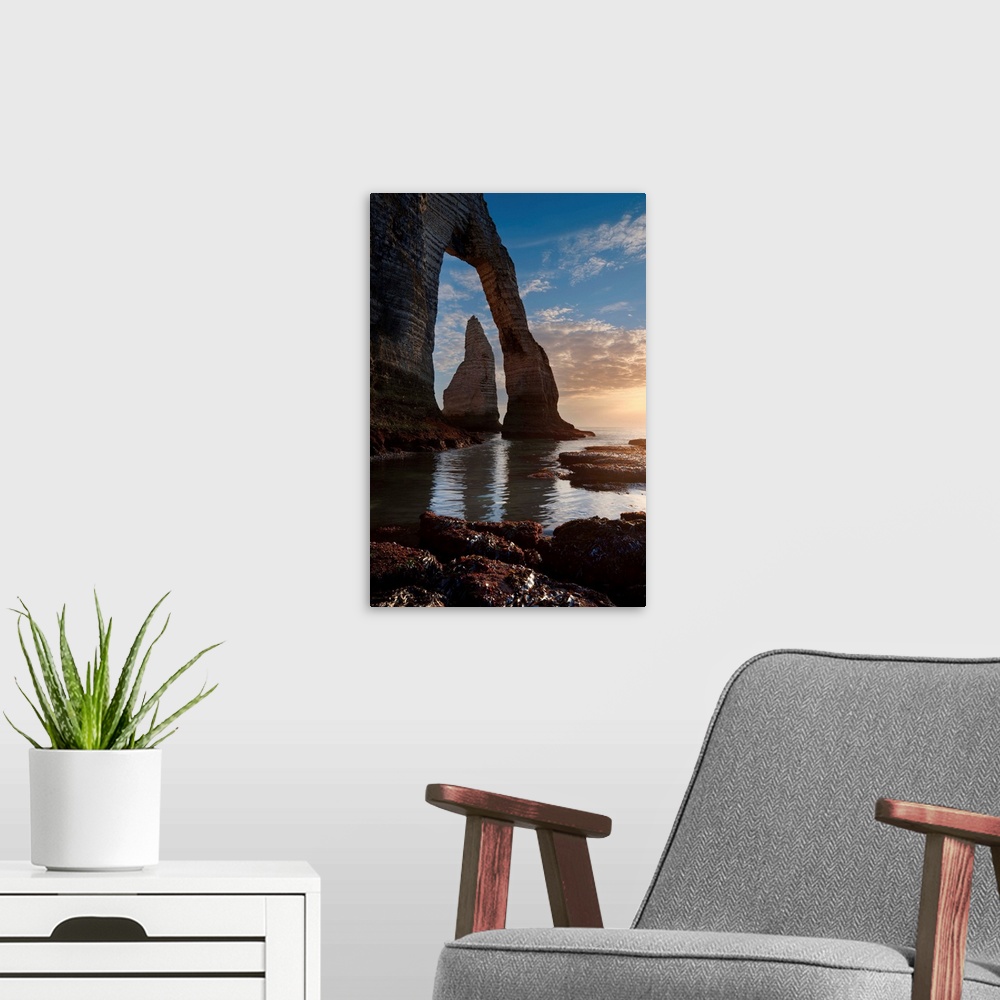 A modern room featuring France, Normandy, English Channel, Porte d'Aval natural arch, Aiguille d'Etretat