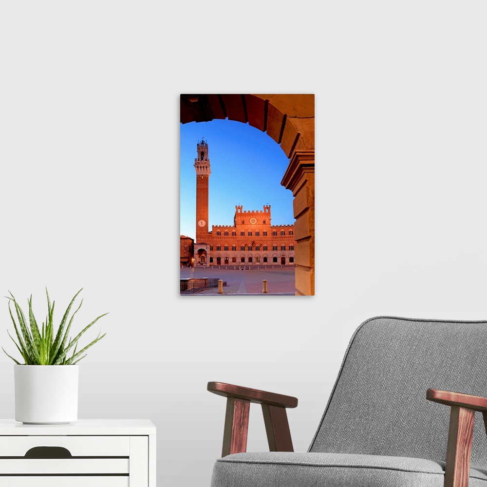 A modern room featuring Italy, Tuscany, Siena, Piazza del Campo, Palazzo Comunale and Torre del Mangia