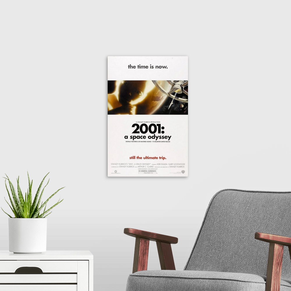 A modern room featuring 2001: A SPACE ODYSSEY, 2000 US re-release poster, 1968.