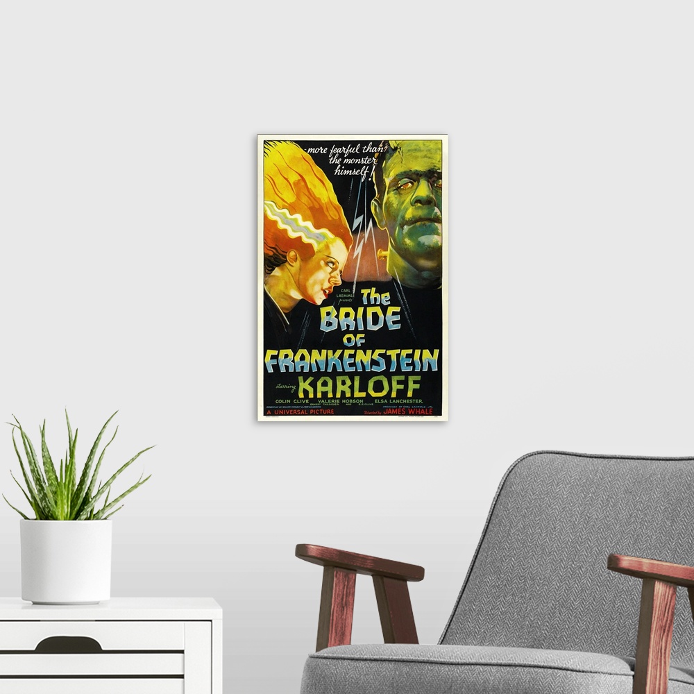 A modern room featuring The Bride Of Frankenstein - Vintage Movie Poster