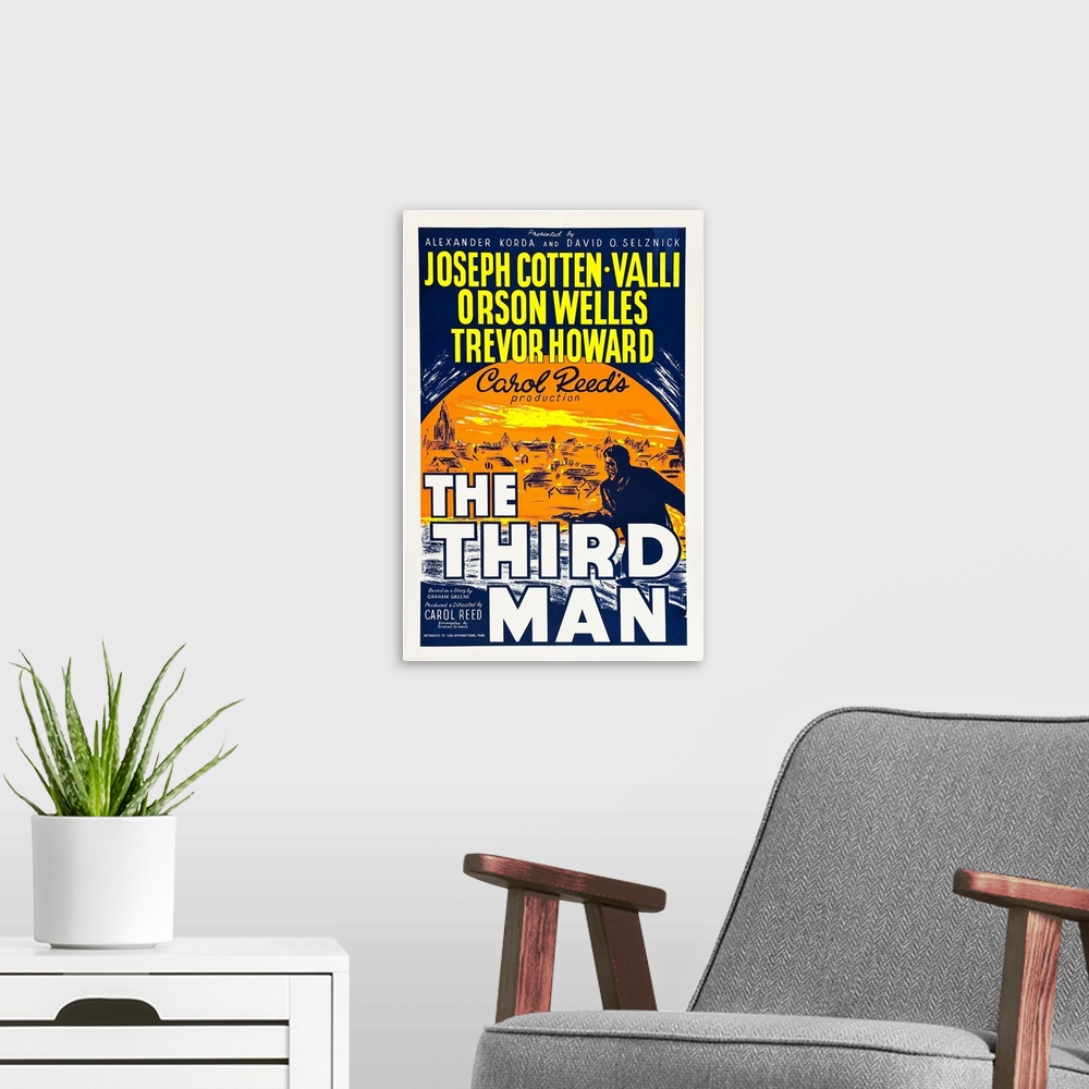 A modern room featuring The Third Man, US Poster Art, 1949.