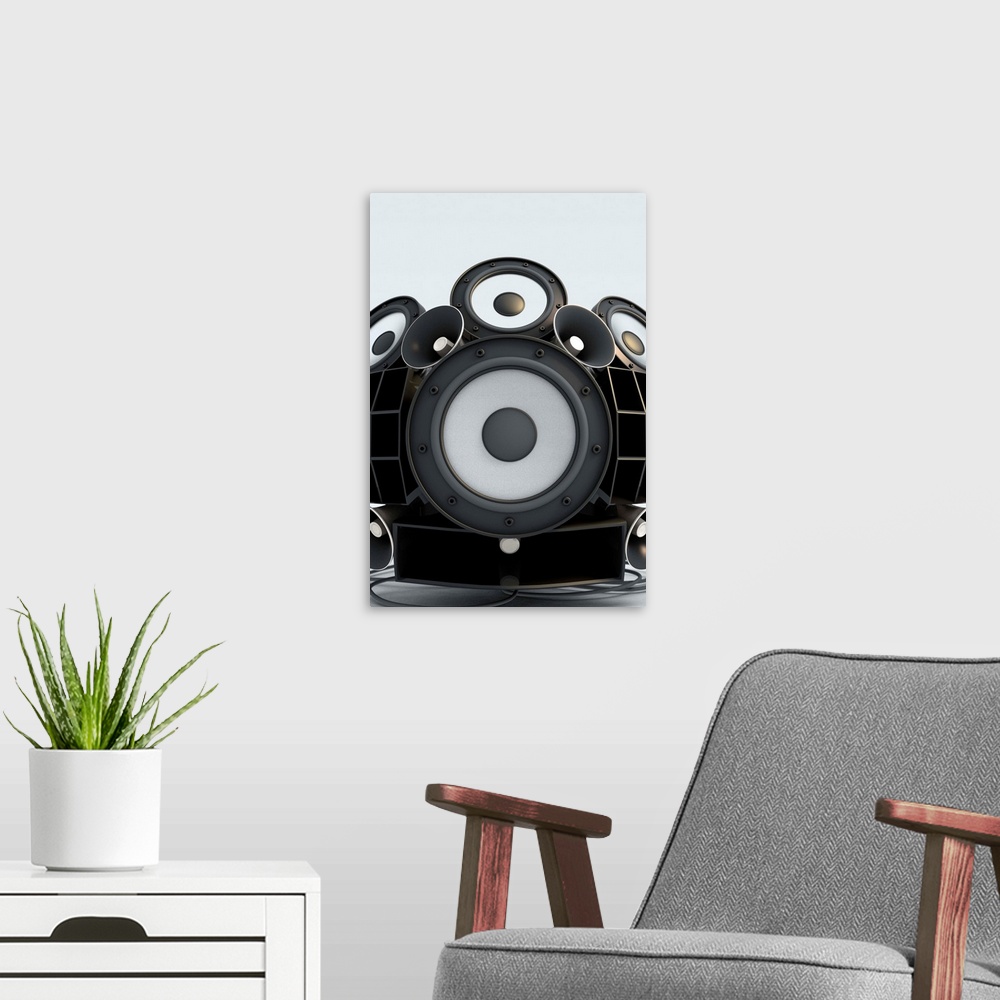 A modern room featuring Assorted speakers (Digital)