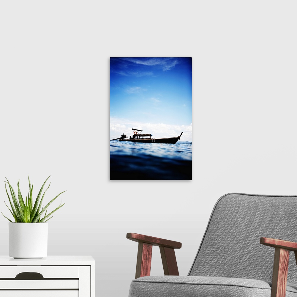 A modern room featuring Boat on sea