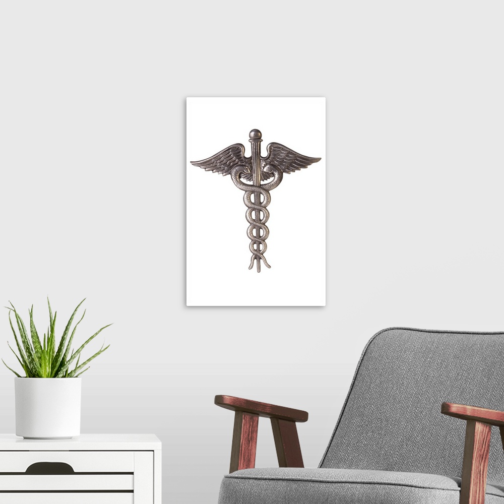 A modern room featuring Caduceus icon