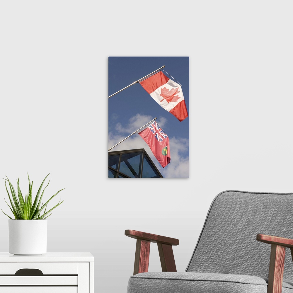 A modern room featuring Canadian flag and Ontario flag, Muskoka, Ontario, Canada