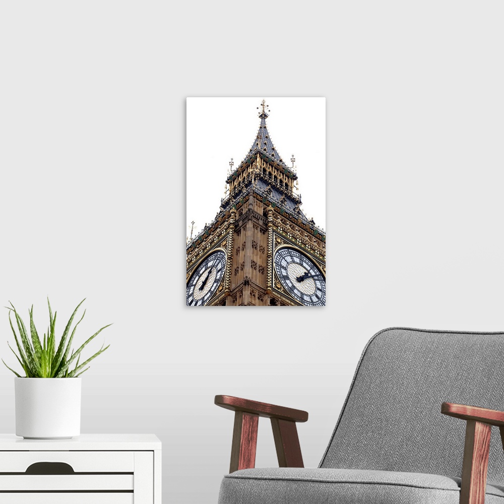 A modern room featuring Close up of clock tower Big Ben, London.