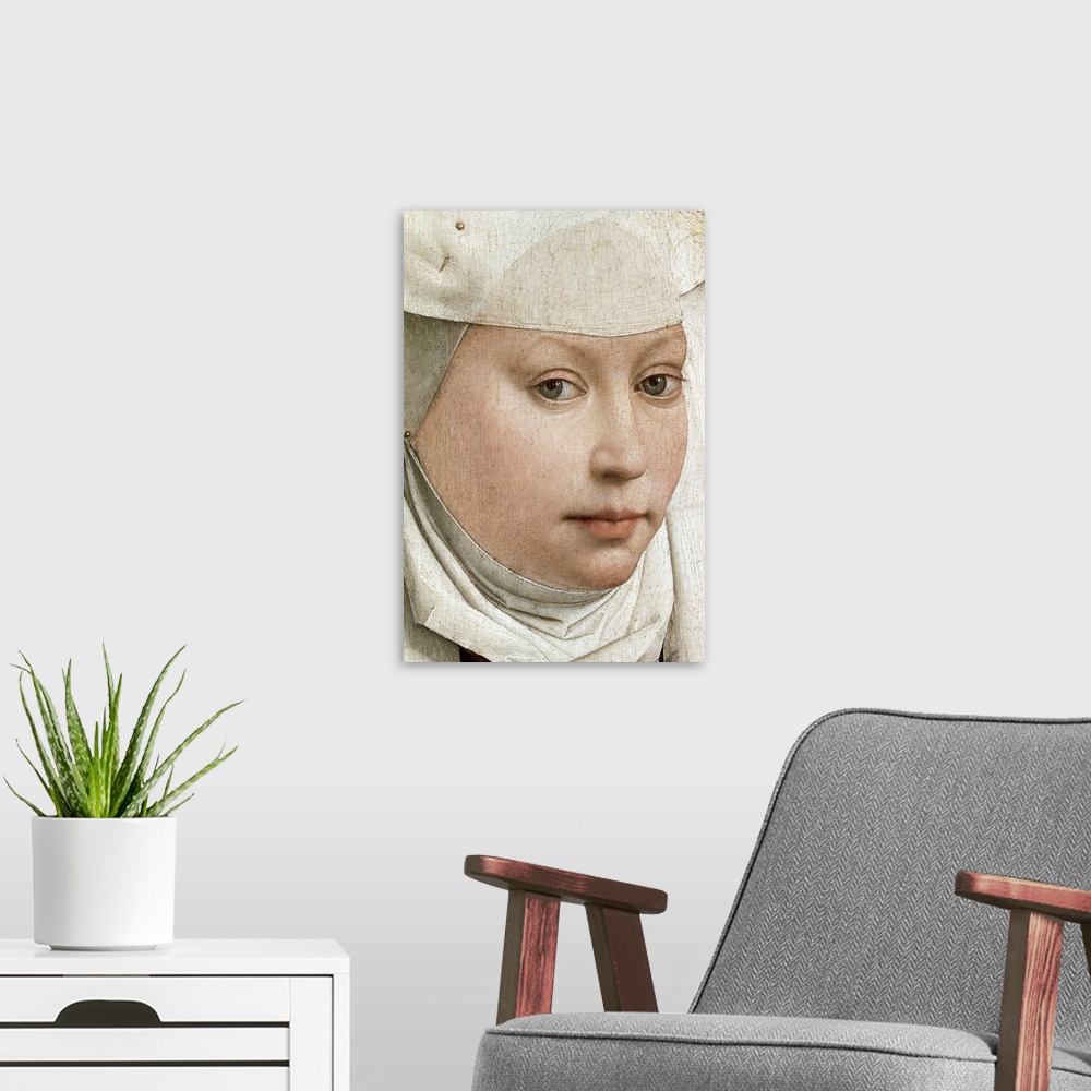 A modern room featuring Detail Of Portrait Of A Young Woman By Rogier Van Der Weyden