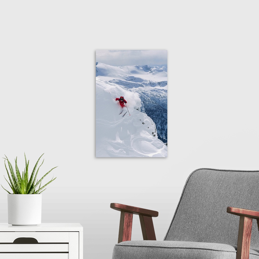 A modern room featuring Downhill skier turning on slope