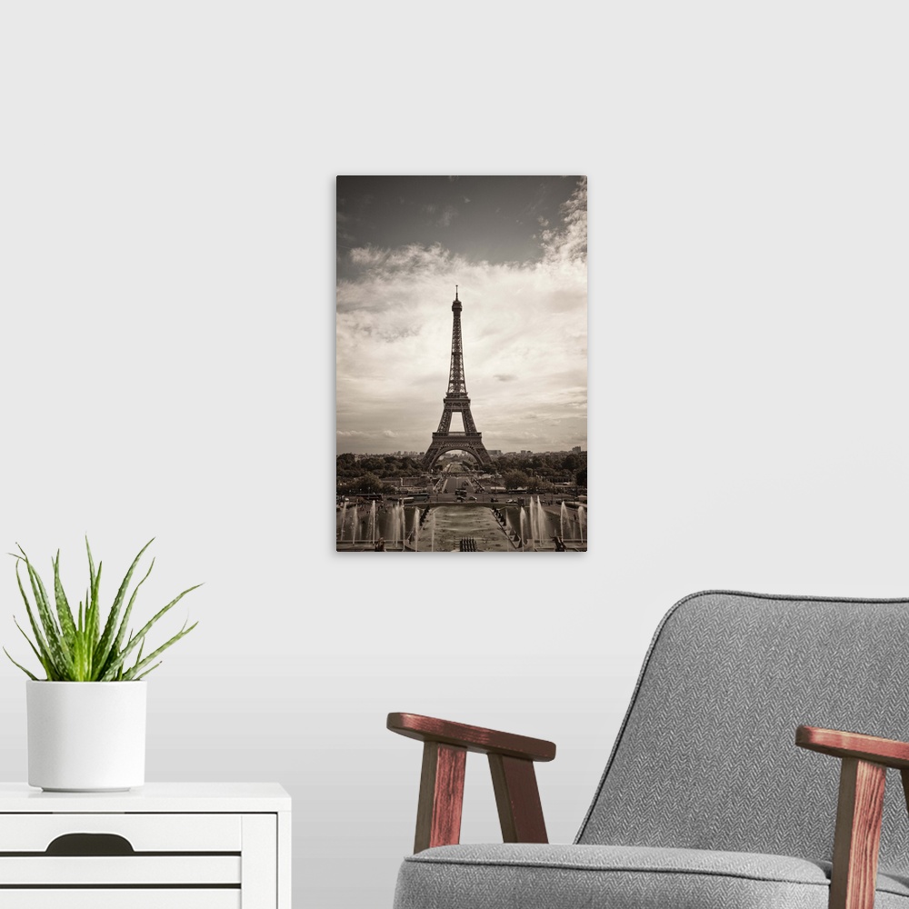 A modern room featuring Eiffel Tower as seen from Palais de Chaillot, Trocadero, Paris, France