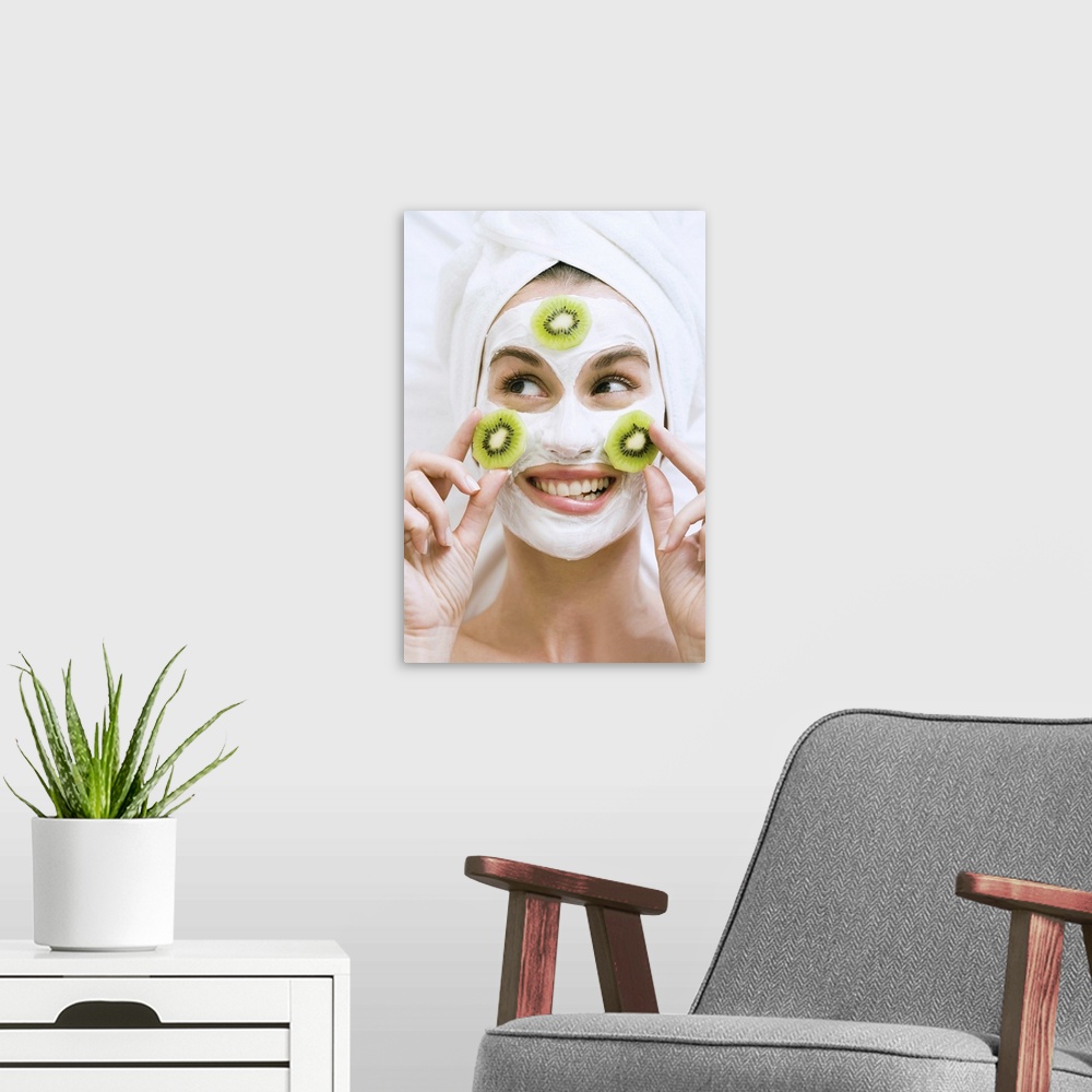 A modern room featuring Facial mask with kiwi