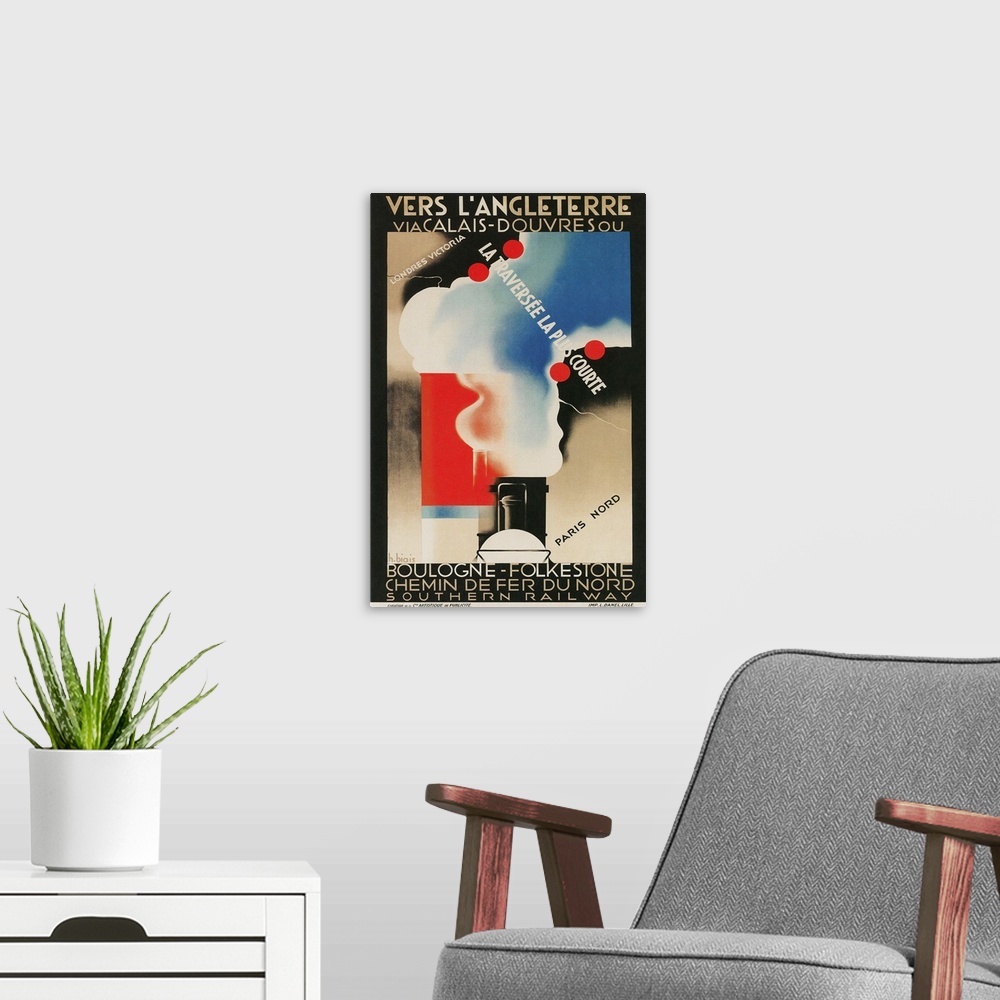 A modern room featuring French Advertisement For Crossing The English Channel
