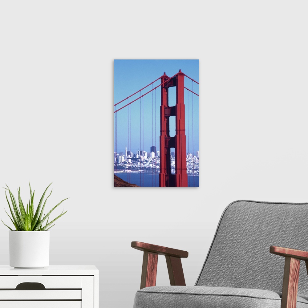 A modern room featuring Golden Gate Bridge, San Francisco