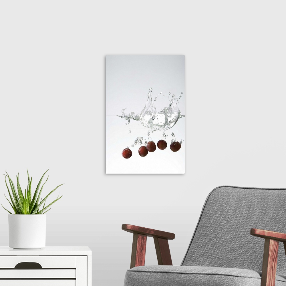 A modern room featuring Grapes in water