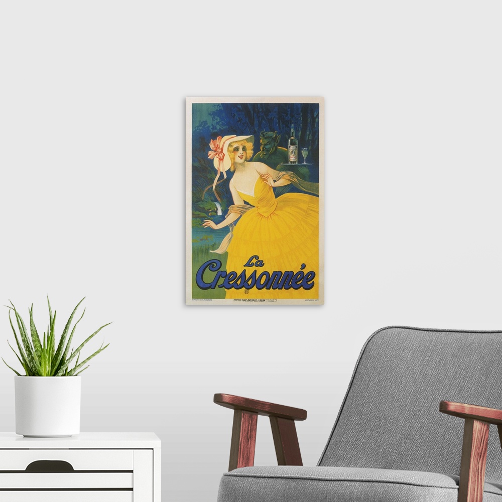 A modern room featuring La Cressonne French Aperitif Poster