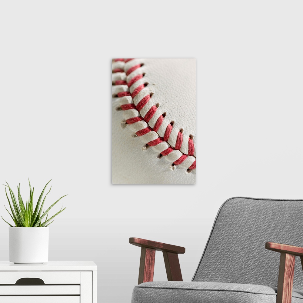 A modern room featuring Lacing On Baseball