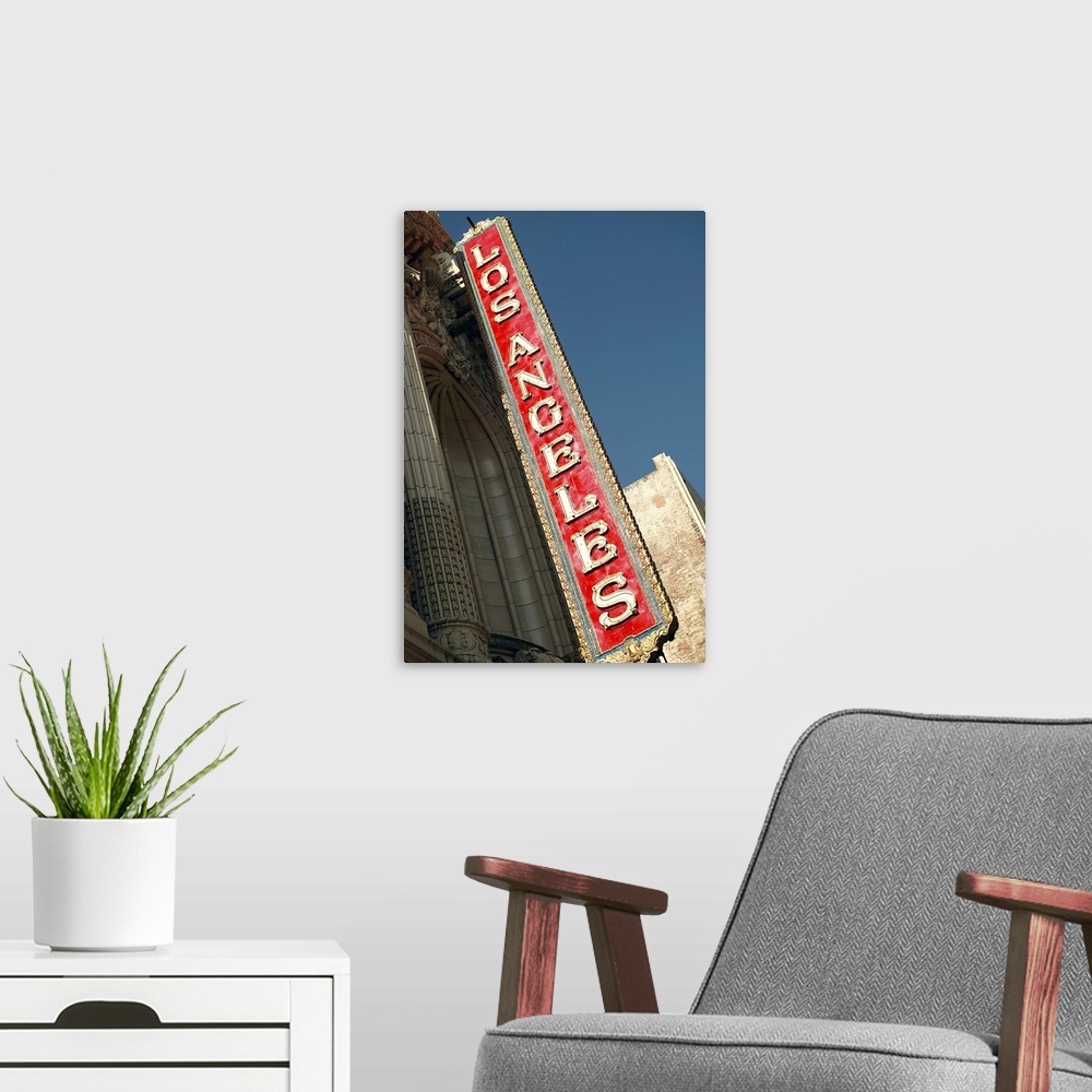 A modern room featuring Los Angeles sign