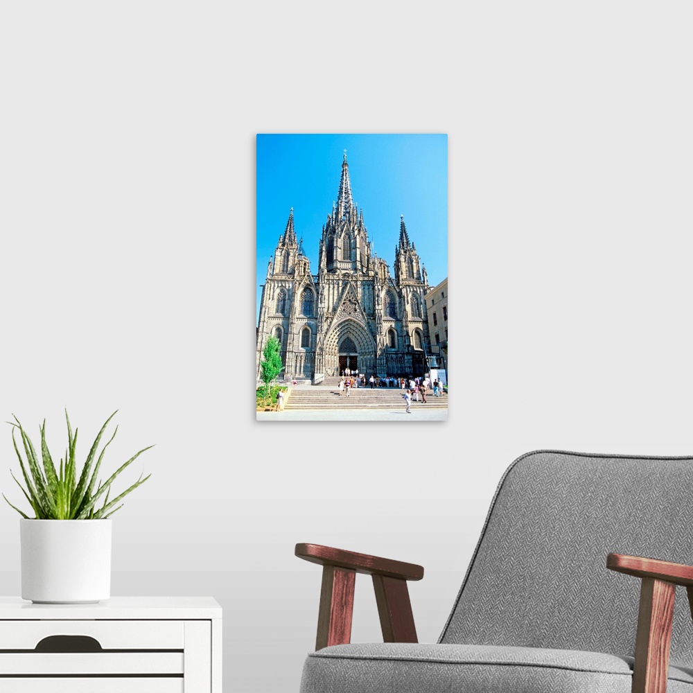 A modern room featuring Low angle view of Barcelona Cathedral, Barcelona, Spain