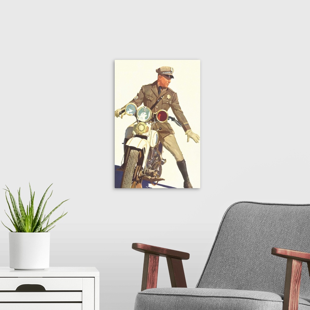 A modern room featuring Motorcycle Cop Image by Found Image Press/Corbis