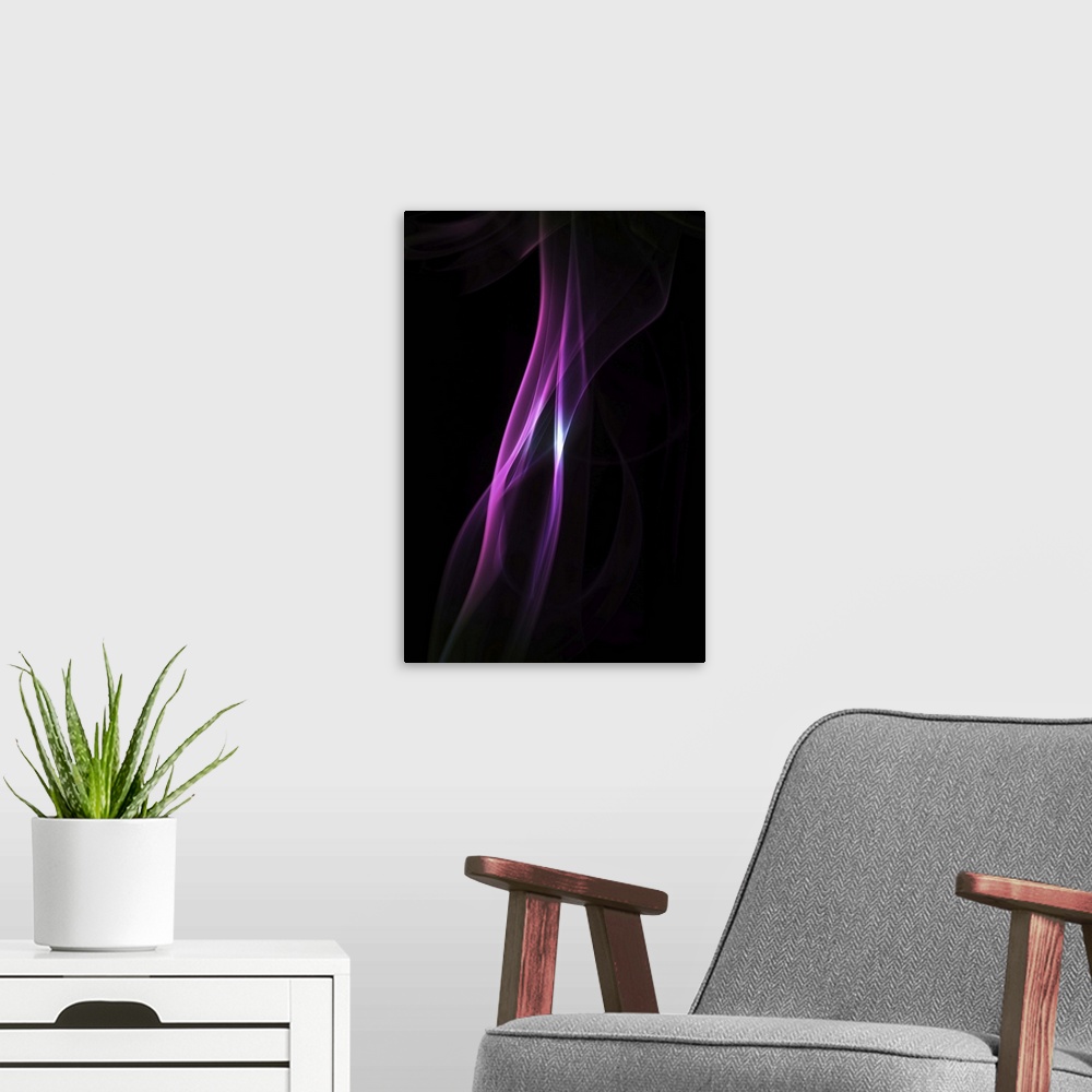 A modern room featuring Multicolor smoke on black background