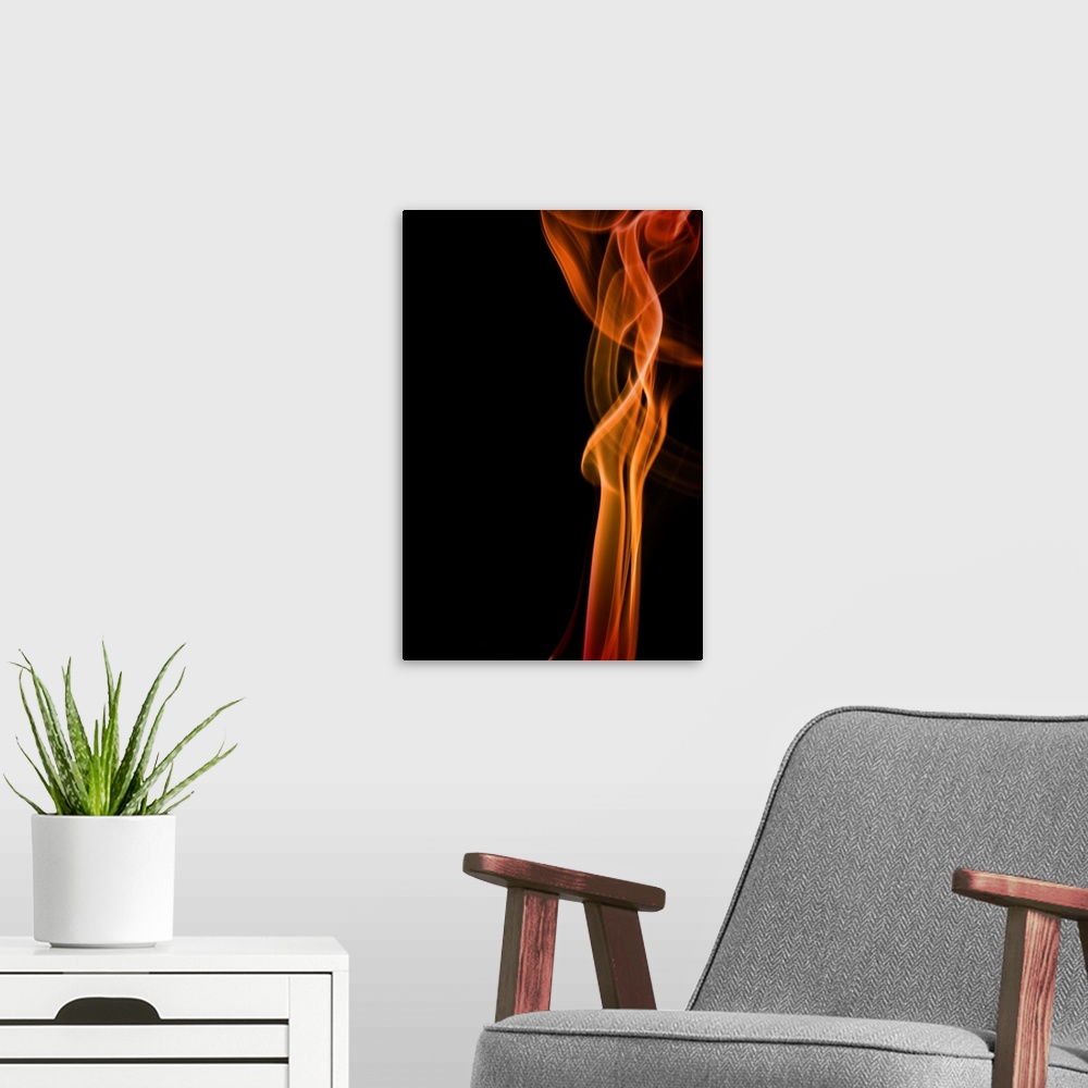 A modern room featuring Multicolor smoke on black background
