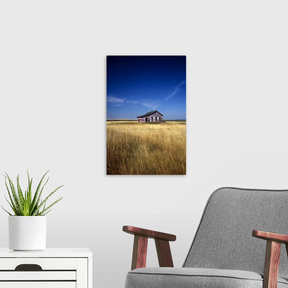 A modern room featuring Old house in a field, North Dakota