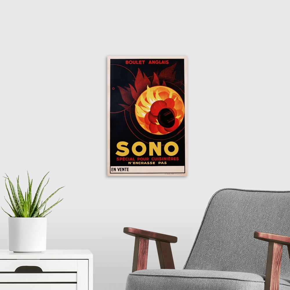 A modern room featuring Poster Advertisement For Sono Kitchen Stove Fuel