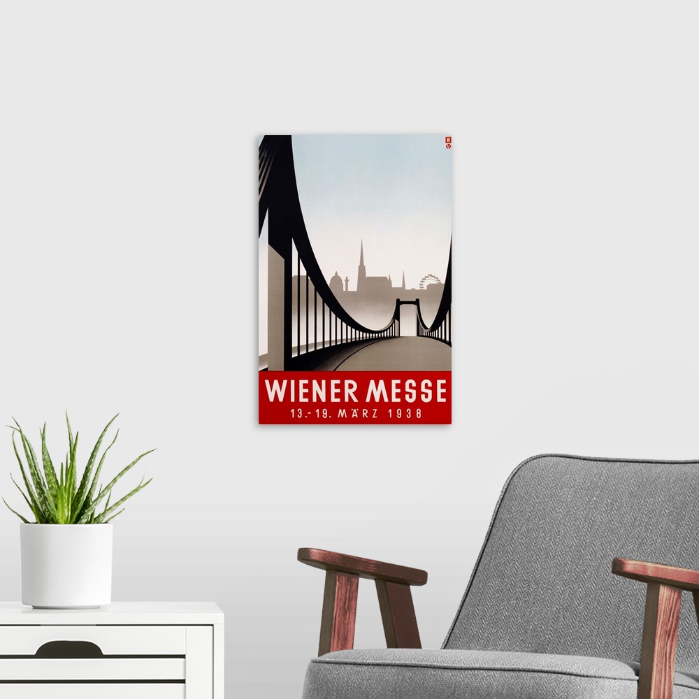 A modern room featuring Poster Advertisement For Wiener Messe Trade Fair