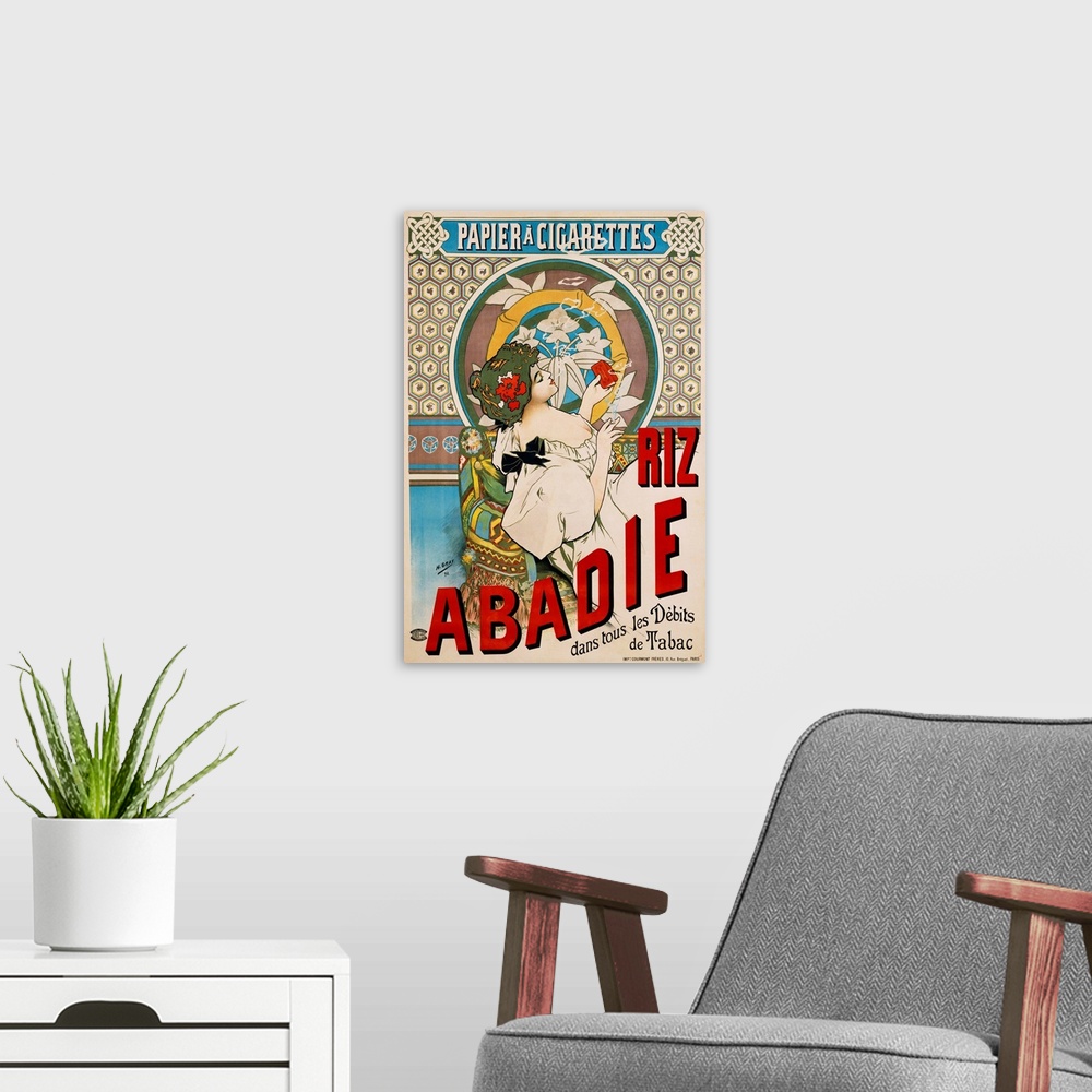 A modern room featuring Riz Abadie Poster By H. Gray