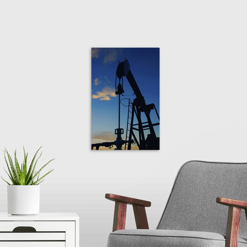 A modern room featuring Silhouette of oil pump