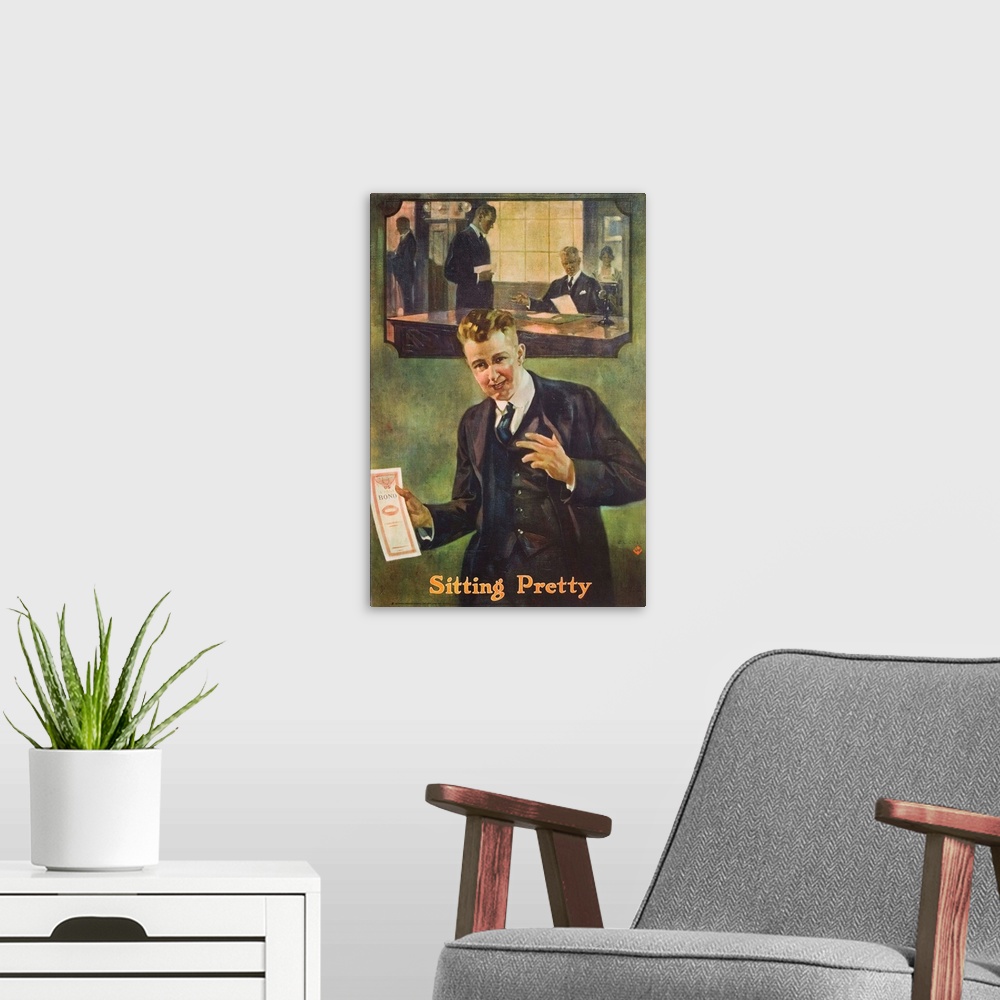 A modern room featuring Sitting Pretty Poster