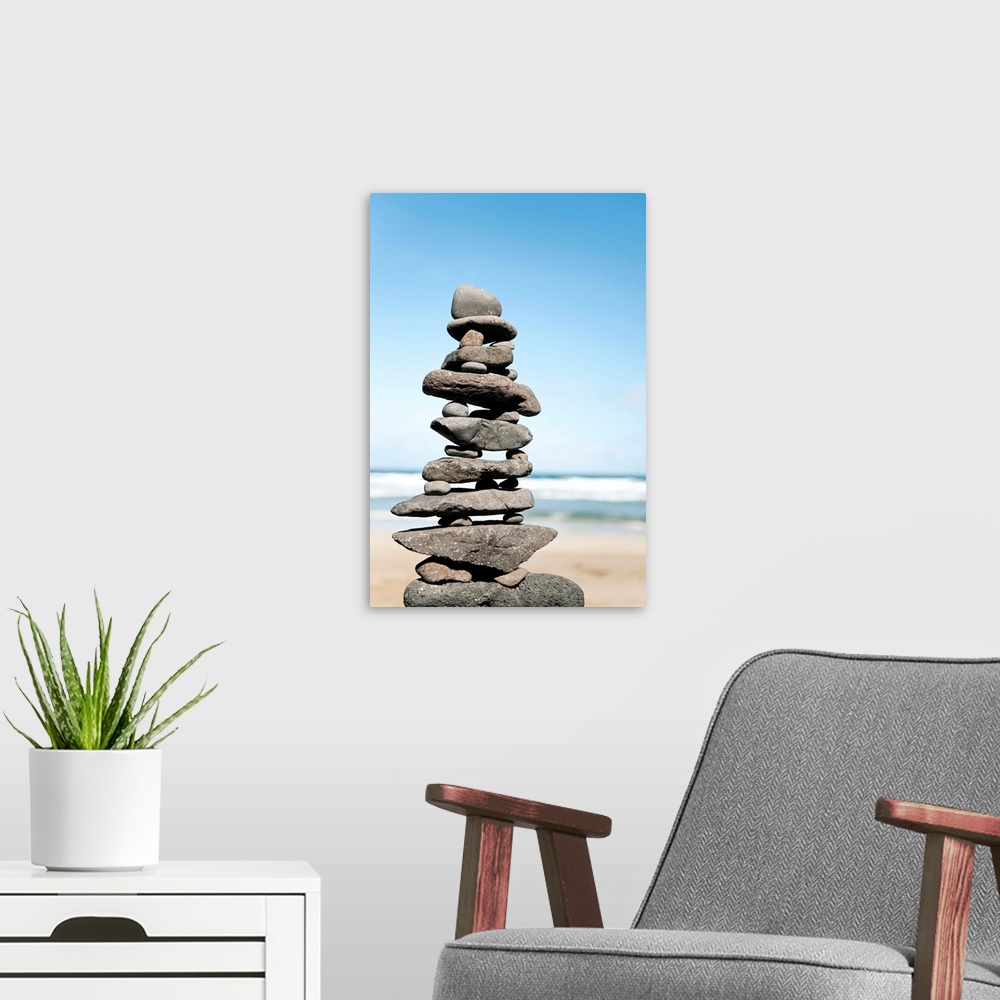A modern room featuring Stack of rocks at Canteria beach, near Orzola, Lanzarote, Spain