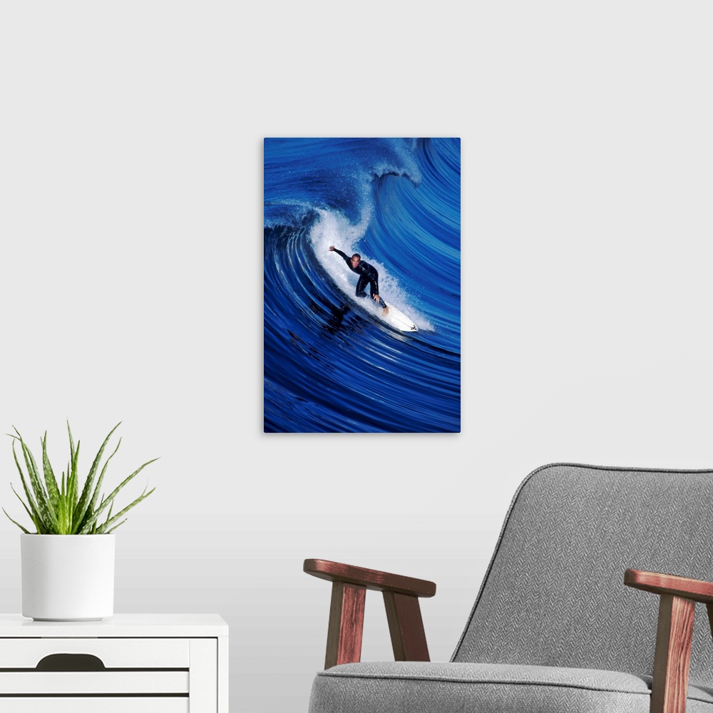 A modern room featuring Surfer Riding A Wave