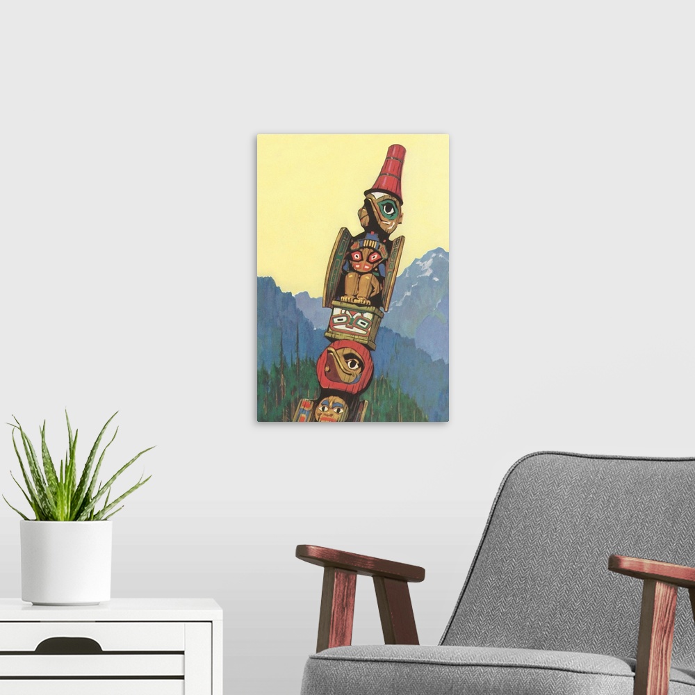 A modern room featuring Totem Pole and Mountains Image by Found Image Press/Corbis