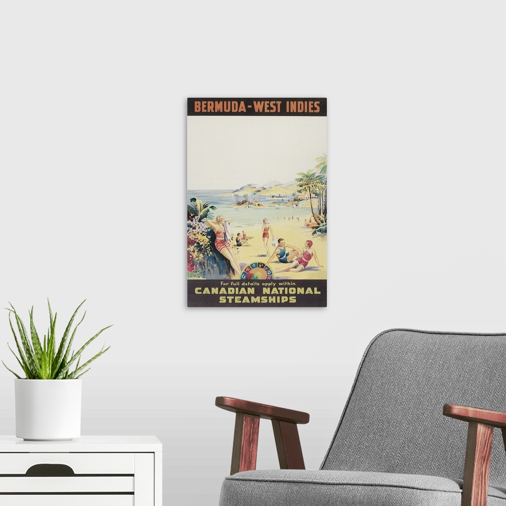 A modern room featuring Travel Poster for Bermuda, West Indies