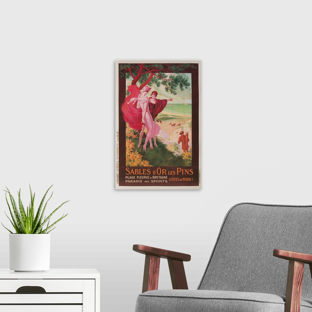 A modern room featuring Travel Poster for Brittany, France