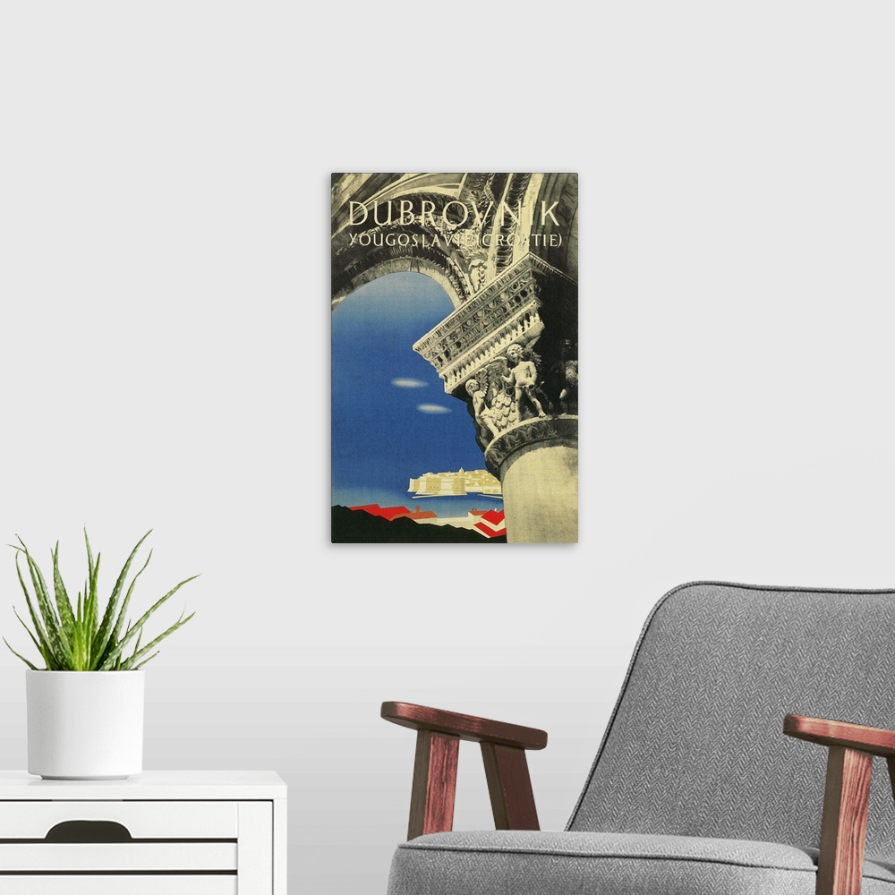 A modern room featuring Travel Poster for Dubrovnik, Croatia