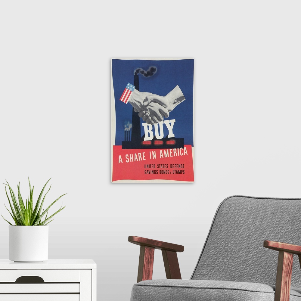 A modern room featuring World War II Propaganda Poster, Buy Bonds